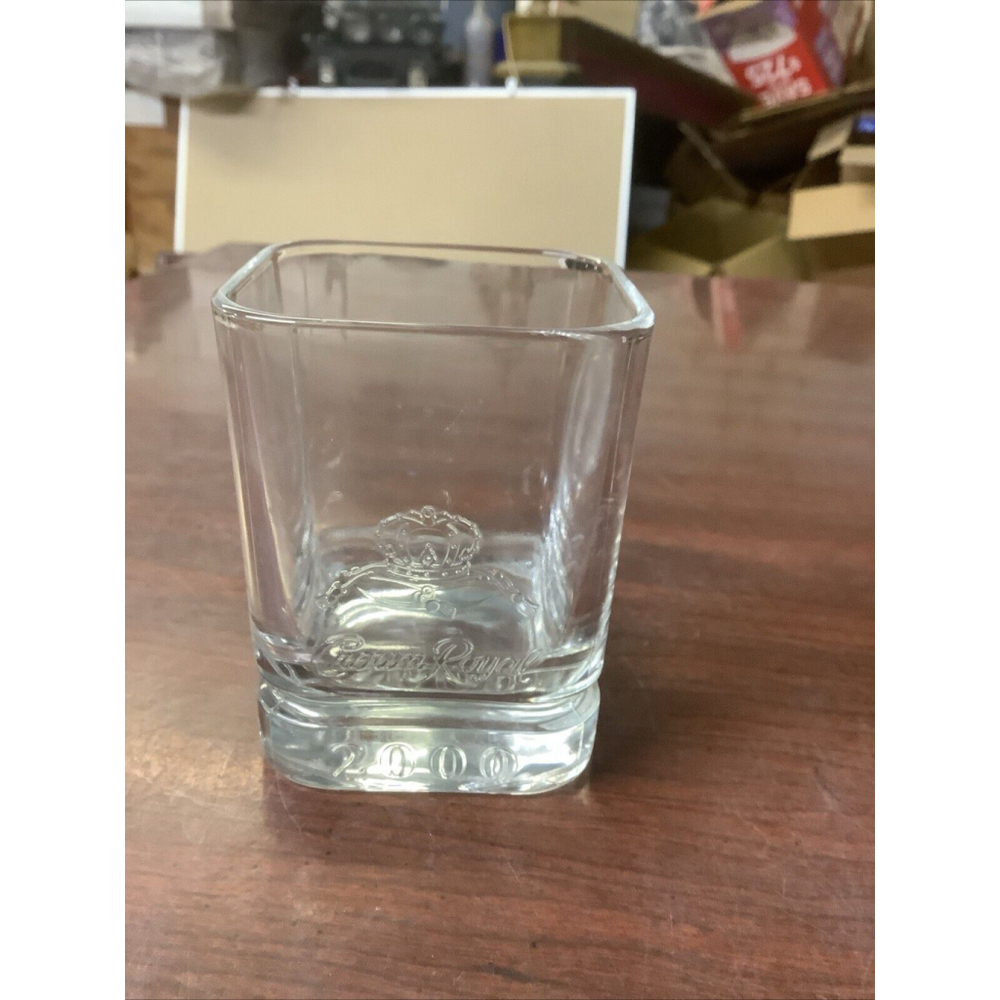 Crown Royal Vintage Square Highball Cocktail Drinking Glass Year 2000